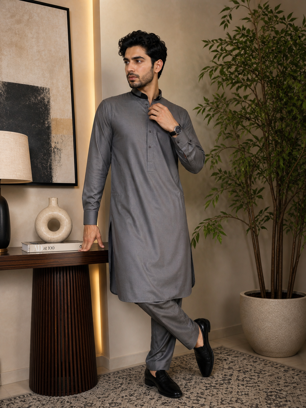 Gray Kameez Shalwar