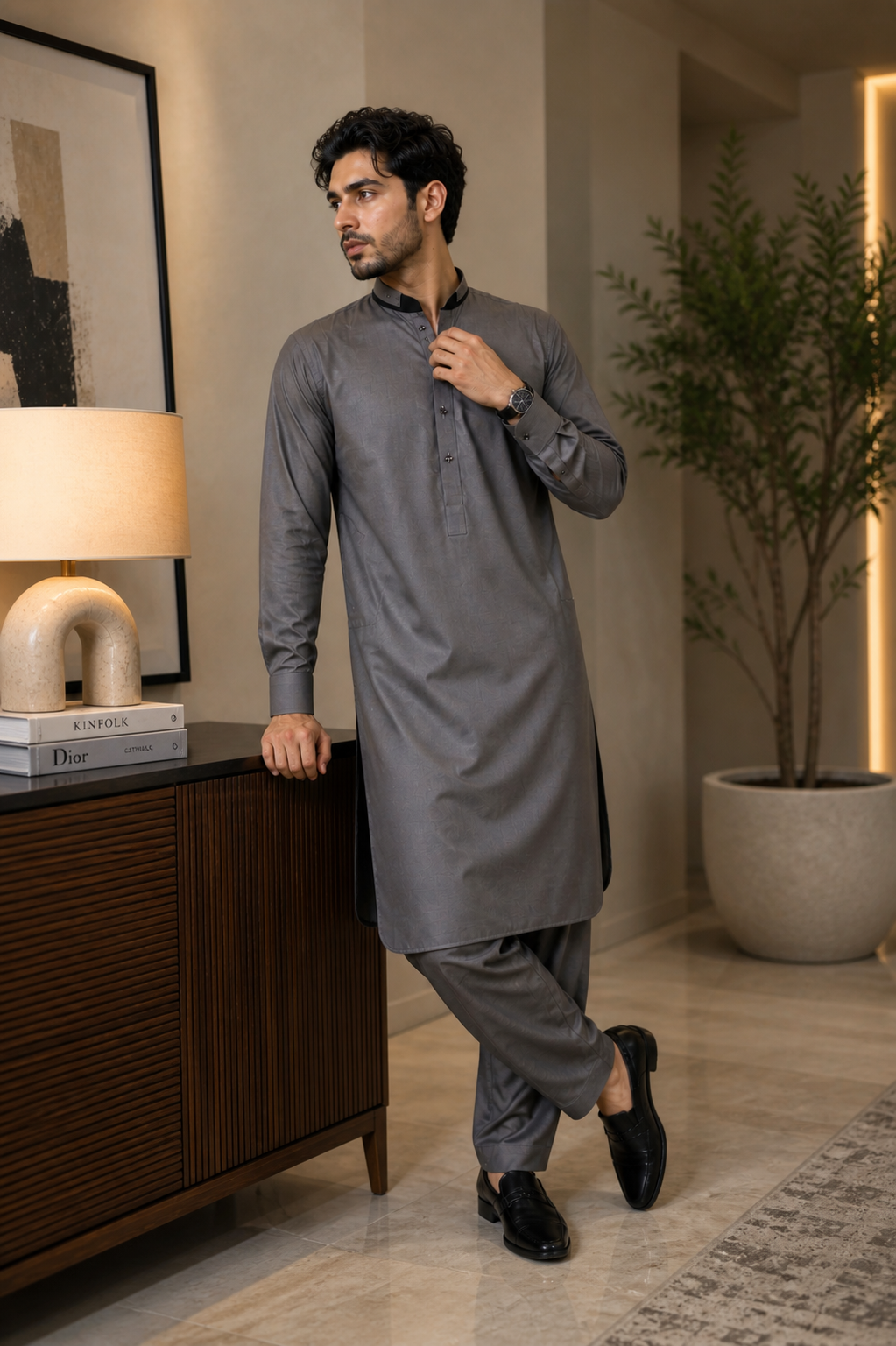 Gray Kameez Shalwar