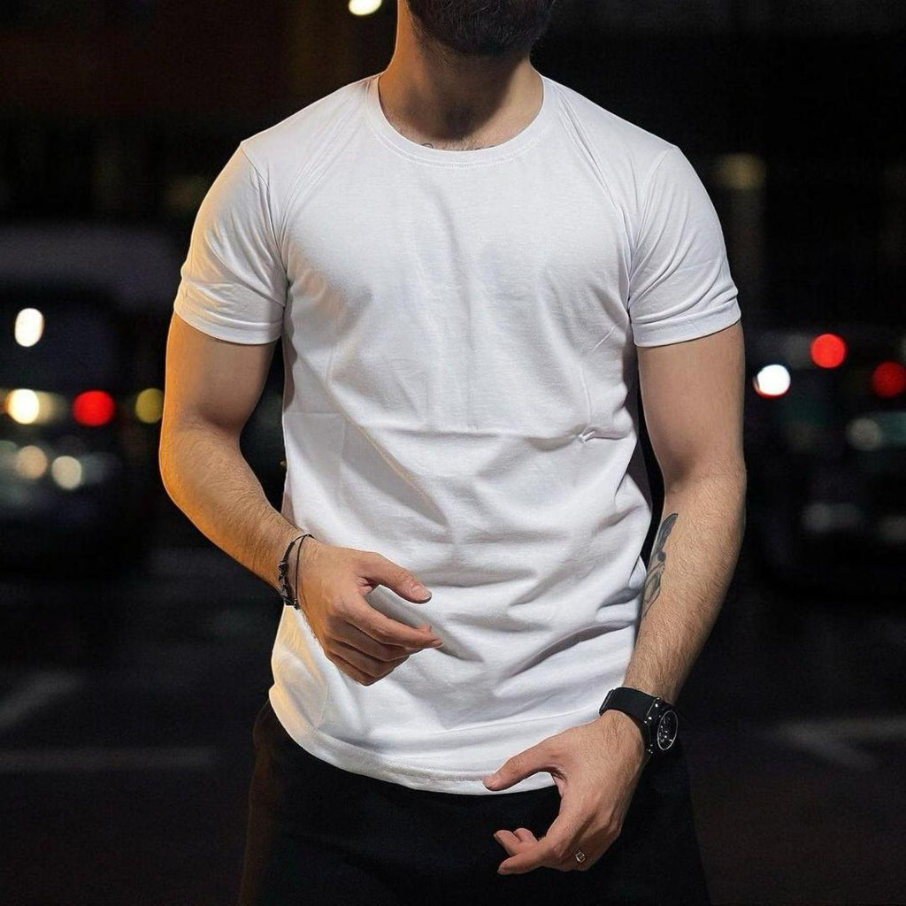 Men’s White Jersey Tee — Premium Feel